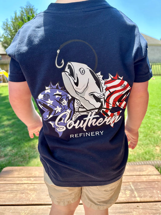 Red White & Blue Fishing Tee