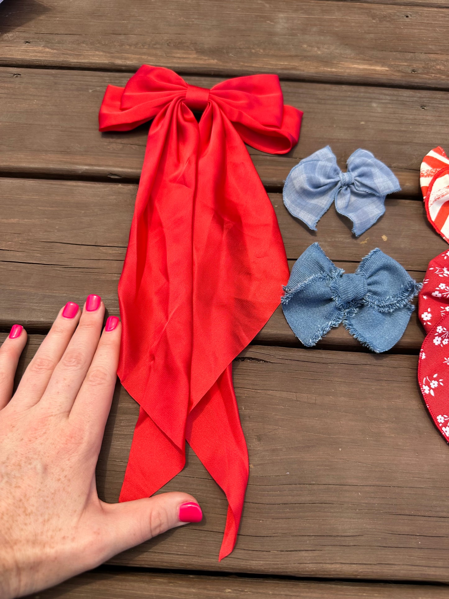 Red Satin Hair Bow