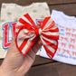 Red Stripe Hair Bow