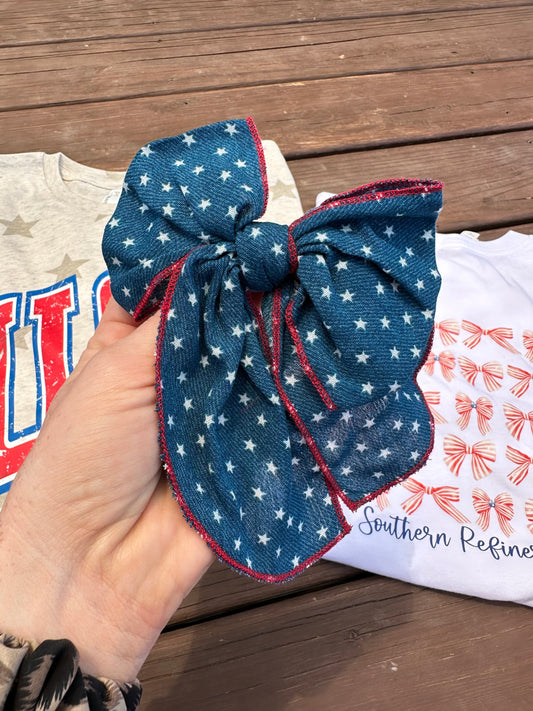 Blue Star Pride Hair Bow