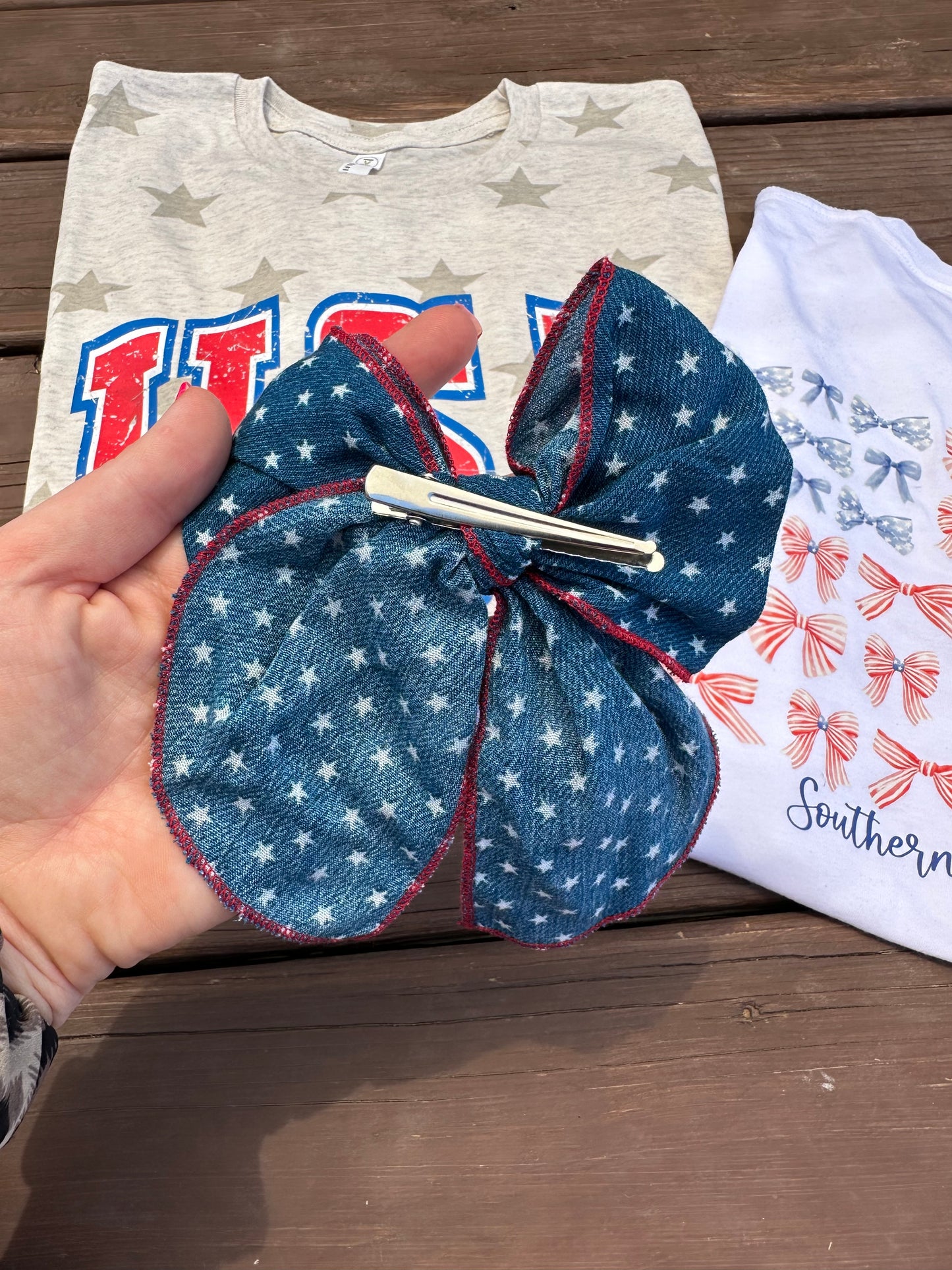 Blue Star Pride Hair Bow